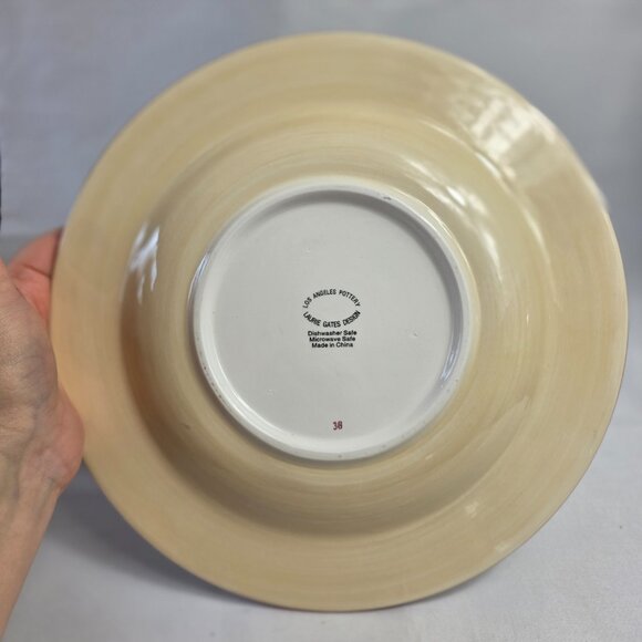 Los Angeles Pottery Laurie Gates Holiday Dinner Plate Green & Red Holly & Plaid - Picture 13 of 14